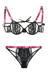 Sexy Af Cutout Bra & Panty Set - Pink/black - L/xl FL-BAF821-LXL