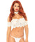 3 Pc Eyelash Strapless Crop Top With Cuff Sleeves Choker and Matching G-String - White - Small/ Medium LA-81573WHTSM