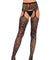Floral Lace Stockings With Attached Waist Garterbelt - Black - One Size LA-1082