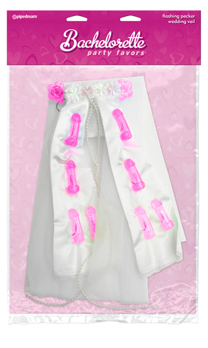 Bachelorette Party Favors Flashing Pecker Wedding Veil PD6045-00