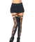 Wet Look and Lace Footless Garter Thigh Hi - Black - M/l LA-6902BLKML