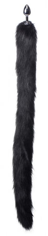 Extra Long Midnight Mink Tail Metal Anal Plug TZ-AF424