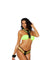 Lycra Bikini Top and Matching G-Striing - One Size - Chartreuse/black EM-82209