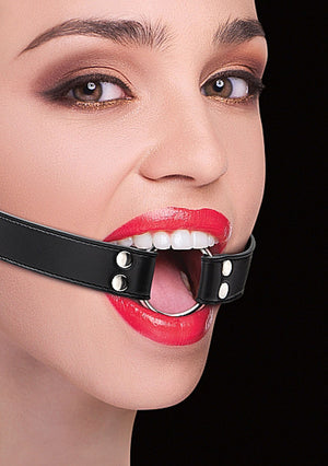 Ring Gag With Leather Straps - Black OU-OU104BLK