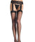 Sheer Lace Top Stockings With Attached Lace Garter Belt - Queen Size - Black LA-1767Q