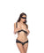 3 Pc. Cupless Chiffon Bra, Panty, & Eye Mask Set  - Small/medium - Black OH-41-10306-BKSM