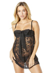 Lace Empire Babydoll With Functional Tie Shelf Cups G-String - Black - L/xl OH-75-10853-BLKLXL