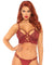 2 Pc Lace Bralette With Cage Strap O-Ring Bodice Detail and Matching G-String - Burgandy - Small/ Medium LA-81577BURSM