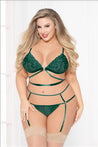 Lace Bra Set - Green - Queen Size STM-10928XP