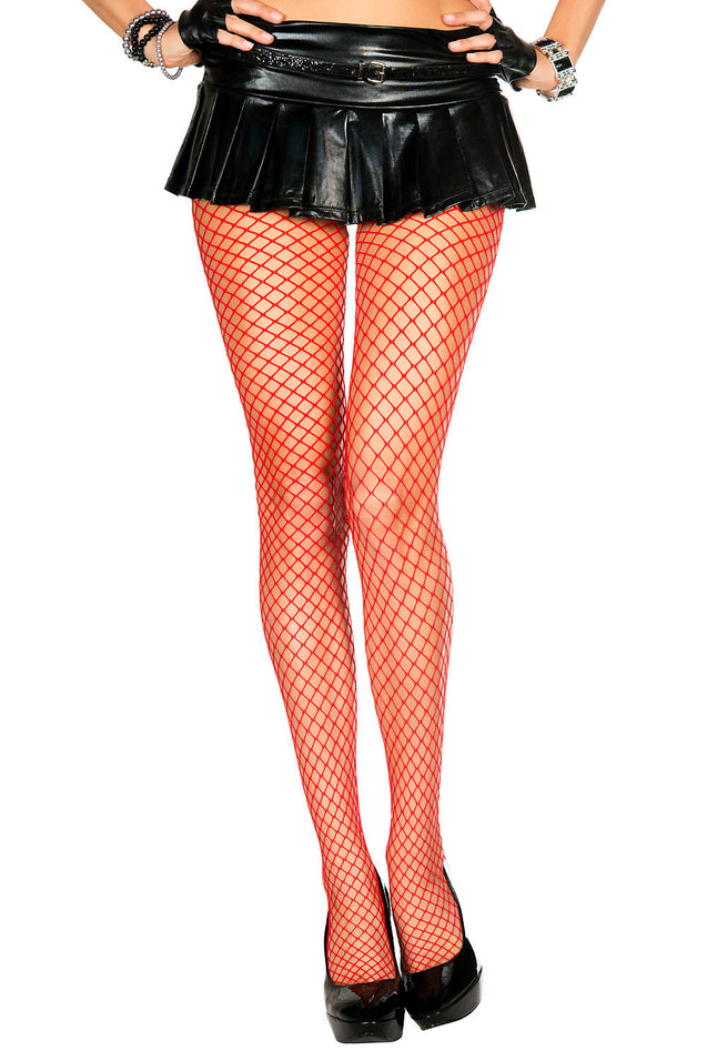 Mini Diamond Net Spandex Pantyhose - One Size - Red ML-9030-RED