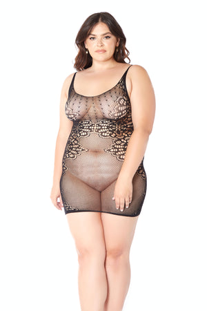 Floral Chemise - Queen Size - Black GLTR-32126X