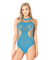 Halter Teddy With Shredding - One Size - Blue GLTR-35085