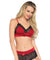 2 Pc. Lace Trimmed Spandex Bralette & Brazilian  Back Boy Shorts - Small/ Medium - Red/ Black LA-81546SM