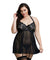 Babydoll, Thong - 2x - Black DG-11456XBLK2X