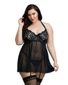 Babydoll, Thong - 2x - Black DG-11456XBLK2X