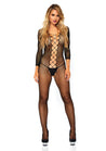 Lattice Net Bodystocking - One Size - Black LA-89223BLK