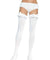 Opaque Thigh Highs With Satin Ruffle Trim and Bow - One Size - White LA-6010W