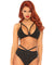 2 Pc Shimmer Lurex Opaque Cage Strap Bra Top and Matching Strappy Brazilian Bottom - Black/ Gold - Medium/large LA-81576ML