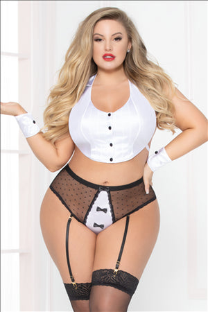 3-Piece Tuxedo Set - Queen Size - Black/white STM-10932XP