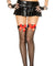 Satin Bow Fishnet Thigh Hi - One Size - Black / Red ML-4912-BLKRED