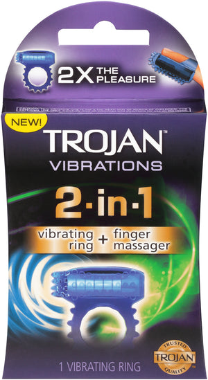 Trojan Vibrations 2-in-1 Vibrating Ring and Finger Massager TJ01951