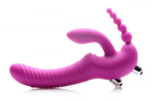 Regal Rider Vibrating Strapless Strap- on Triple G Dildo - Pink SU-AF468